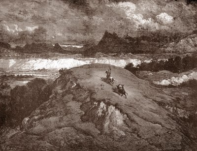 Don Chisciotte e Sancho Panza si avvicinano alla Sierra Morena. Incisione di Gustave Doré per 