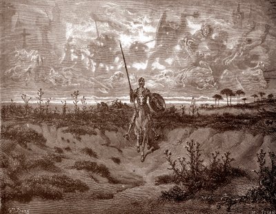 Don Chisciotte parte per le sue avventure Incisione di Gustave Doré per 