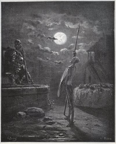 Don Chisciotte veglia sulle sue armi - da "Don Chisciotte della Mancia" di Miguel Cervantes da Gustave Dore