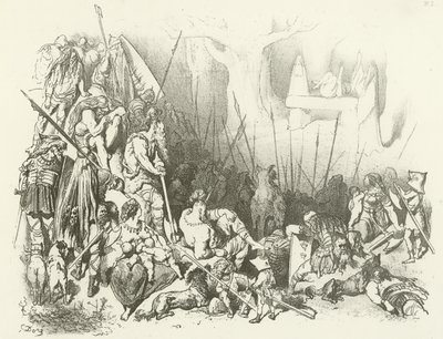 Culto druidico - Un sacrificio umano (incisione) da Gustave Dore