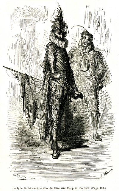 Incisione di Gustave Doré che illustra il romanzo di Théophile Gautier "Il Capitano Fracassa" da Gustave Dore