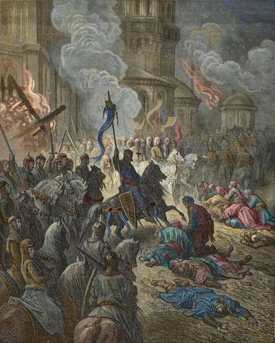 Ingresso dei crociati a Costantinopoli nel 1204, illustrazione da 