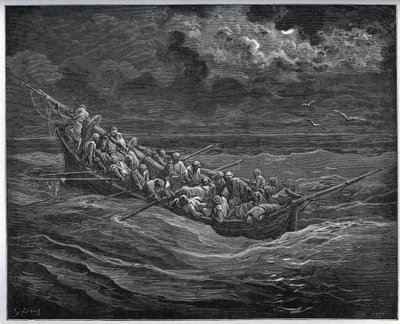 Fuga di Zoraide con il prigioniero nella barca piena di fuggitivi da Algeri alla Spagna - da 