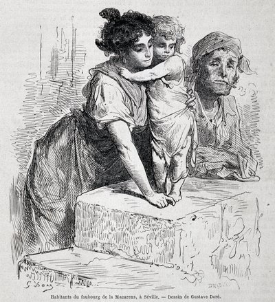 Famiglia del sobborgo di Macarena a Siviglia - dis. di Gustave Doré, in "Le Tour du monde", 2a settimana 1865 da Gustave Dore