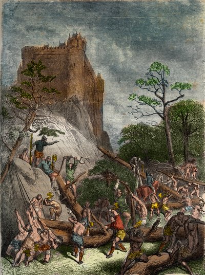 Feudalità nel Medioevo: servi che lavorano per il Signore - Incisione di Gustave Doré del XIX secolo in 