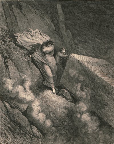 Dal profondo abisso, dietro il coperchio di un grande monumento ci siamo ritirati, c1890 da Gustave Dore