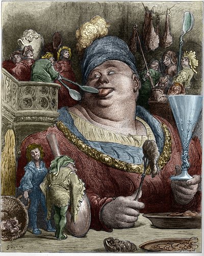 Gargantua, personaggio dei romanzi di François Rabelais (1494-1553), scrittore francese. Illustrazione di Gustave Doré (1832-1883) da Gustave Dore