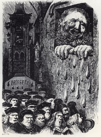 Gargantua in lutto per la morte della moglie - illustrazione da 