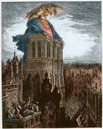 Gargantua sulle torri di Notre-Dame a Parigi - illustrazione da 