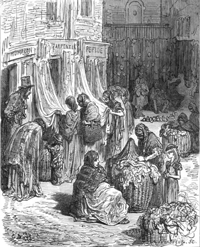 Gloucester Street, New Cut-Old Clothes Mart, 1872 da Gustave Dore