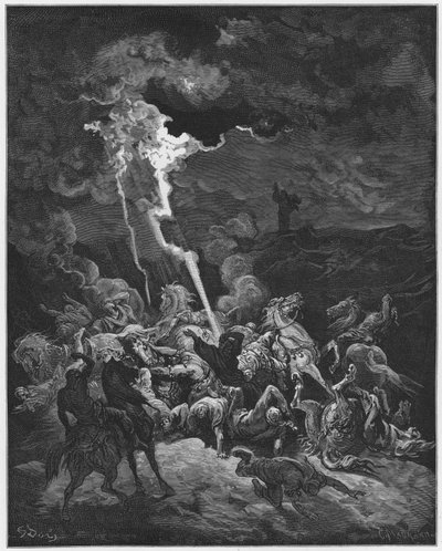 Bibbia di Gustave Doré: Elia distrugge i messaggeri di Acazia con il fuoco da Gustave Dore