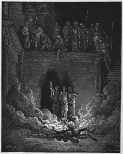 Gustave Doré Bibbia: Shadrach, Meshach e Abed-Nego nella fornace ardente da Gustave Dore