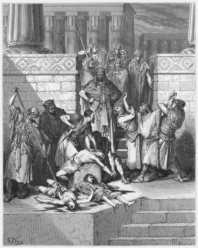 Bibbia di Gustave Doré: Massacro dei figli di Sedecia davanti al loro padre da Gustave Dore