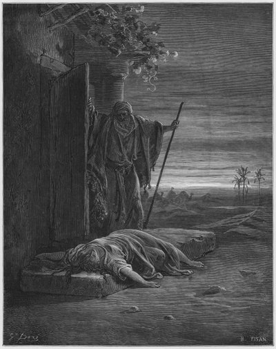 Il levita trova il cadavere della donna da Gustave Dore