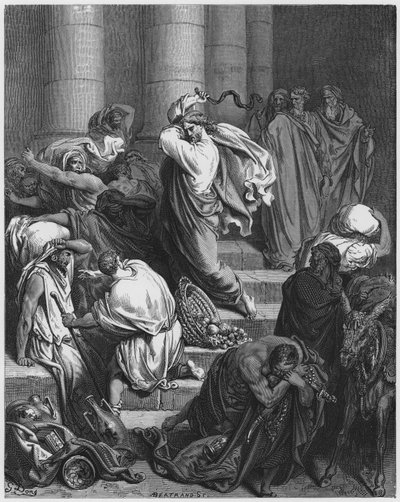 Bibbia di Gustave Doré: I compratori e i venditori cacciati dal tempio da Gustave Dore