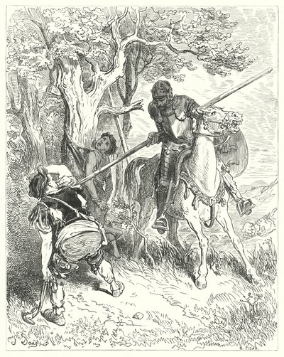 Don Chisciotte di Gustave Doré: "Per il sole che splende, ho una gran voglia di trapassarti il corpo con la mia lancia" da Gustave Dore