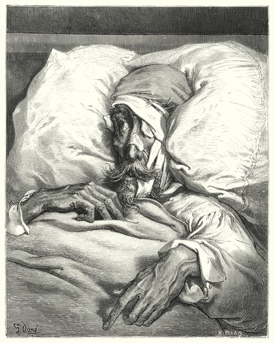 Don Chisciotte di Gustave Doré: "Don Chisciotte, così sfortunatamente ferito, era estremamente cupo e malinconico" da Gustave Dore