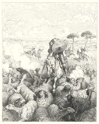 Don Chisciotte di Gustave Doré: "Attaccò lo squadrone di pecore" da Gustave Dore
