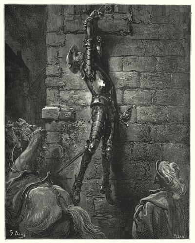 Sarebbe inevitabilmente caduto a terra, se il suo polso non fosse stato saldamente legato alla corda da Gustave Dore