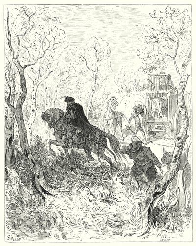 Don Chisciotte di Gustave Doré: "Si posizionò proprio davanti alla porta della gabbia" da Gustave Dore