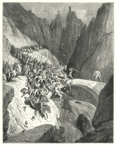 Don Chisciotte di Gustave Doré: "Come Don Diego Garcia con la sua sola forza difese il passaggio di un ponte contro un grande esercito" da Gustave Dore