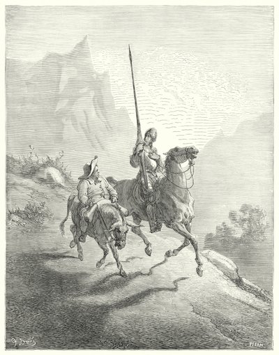 Don Chisciotte di Gustave Doré: "Era ancora presto al mattino, quando i raggi del sole non erano così fastidiosi" (incisione) da Gustave Dore