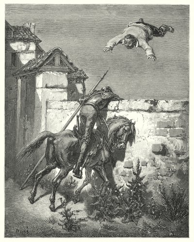 Don Chisciotte di Gustave Doré: "Più si arrabbiava, più lo lanciavano e ridevano" da Gustave Dore