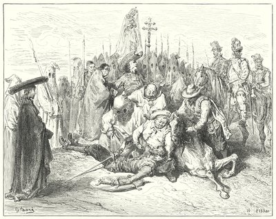 Le accenti lamentosi della voce dello scudiero alla fine richiamarono Don Chisciotte a sé da Gustave Dore