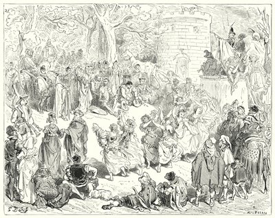 Don Chisciotte di Gustave Doré: "Erano guidati da un vecchio reverendo e una donna matronale" da Gustave Dore