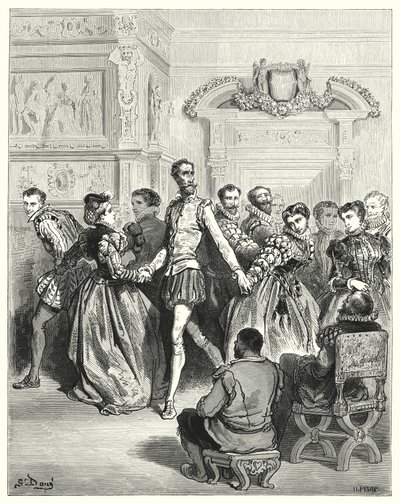 Don Chisciotte di Gustave Doré: "Due signore facevano la corte principalmente a Don Chisciotte" da Gustave Dore