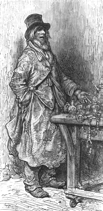 Mercante di ferramenta - New Cut Market, 1872 da Gustave Dore