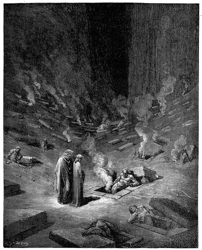 Inferno: la città di Dis, dio romano degli inferi, 1863 da Gustave Dore