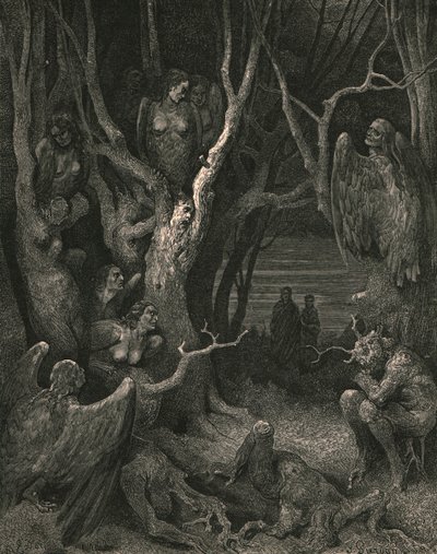 Qui le brutali Arpie fanno il loro nido da Gustave Dore