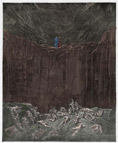 Inferno, Canto 29: I falsari tormentati nella valle, illustrazione da "La Divina Commedia" di Dante Alighieri, 1885 da Gustave Dore
