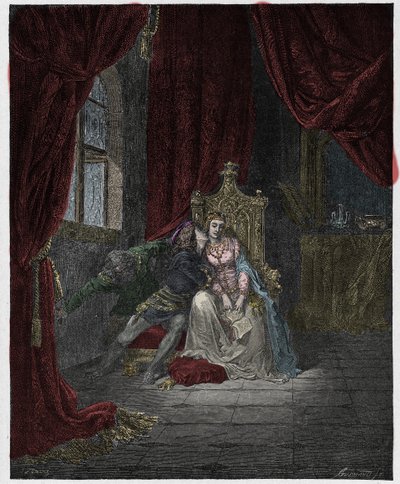 Inferno, Canto 5: Paolo e Francesca, illustrazione da "La Divina Commedia" di Dante Alighieri, 1885 da Gustave Dore