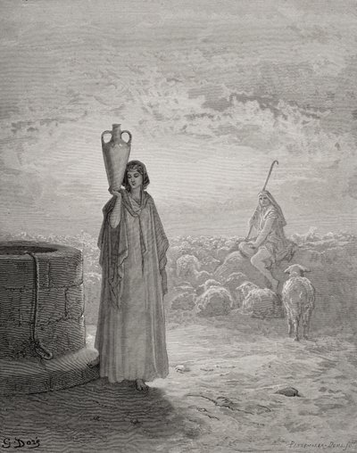 Giacobbe che custodisce il gregge di Labano, illustrazione da 
