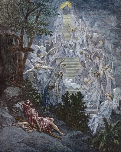 Il sogno di Giacobbe - scala di Giacobbe - incisione in 