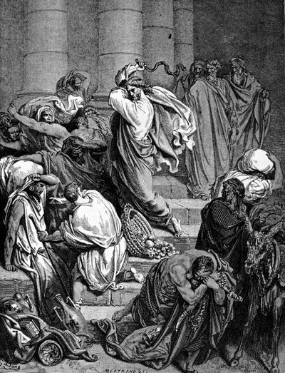 Gesù Cristo scaccia i mercanti dal Tempio. Illustrazione di Gustave Doré da Gustave Dore