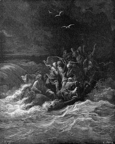 Gesù calma la tempesta da Gustave Dore