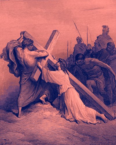 Gesù che cade sotto la croce - Bibbia da Gustave Dore