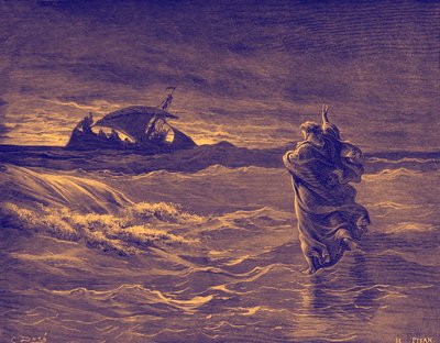 Gesù che cammina sul mare - Bibbia da Gustave Dore