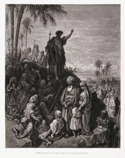 Giovanni Battista predica, illustrazione dalla Bibbia di Doré da Gustave Dore