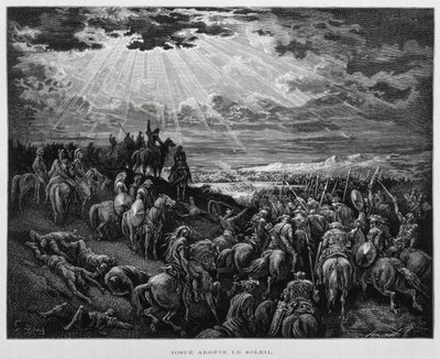 Giosuè ferma il sole, illustrazione dalla Bibbia di Doré da Gustave Dore