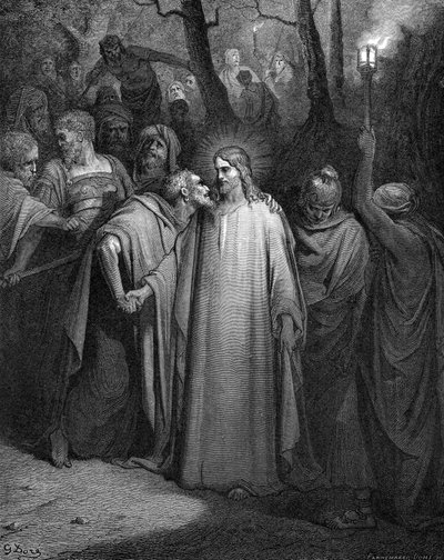 Giuda Tradisce Cristo con un Bacio da Gustave Dore