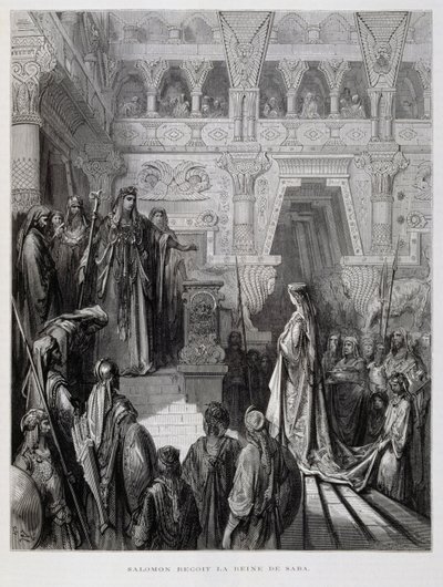 Il re Salomone riceve la regina di Saba, Illustrazione dalla Bibbia di Doré da Gustave Dore