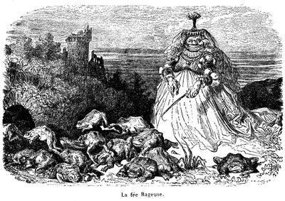 La fata Rageuse e il suo gregge di rospi (incisione di Gustave Doré per illustrare il racconto Pooh, della Contessa di Ségur, dai Nuovi Racconti di Fate, Hachette 1896) da Gustave Dore