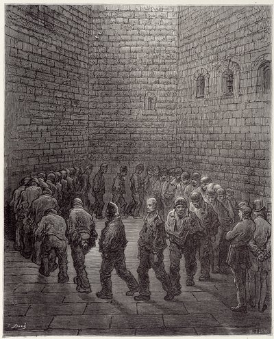 La passeggiata dei detenuti in prigione - in "Londra" di Gustave Doré da Gustave Dore