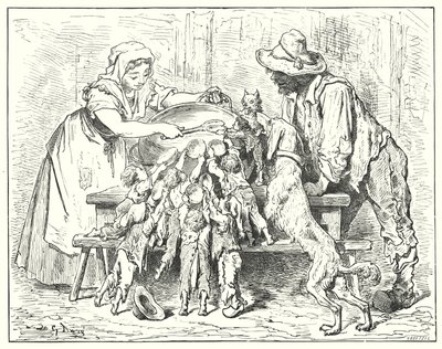 Le Petit Poucet; Pollicino (incisione) da Gustave Dore