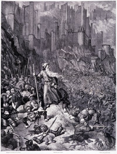 Le battaglie, tavola IX - Illustrazione di Gustave Doré (1832-1883), per La leggenda del Giudeo errante di Pierre Dupont, edizione Librairie du magasin pittoresque, Parigi 1862 da Gustave Dore