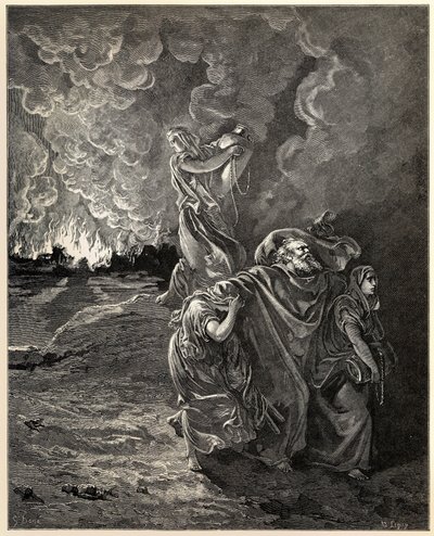 Lot e le sue figlie in fuga da Sodoma da Gustave Dore